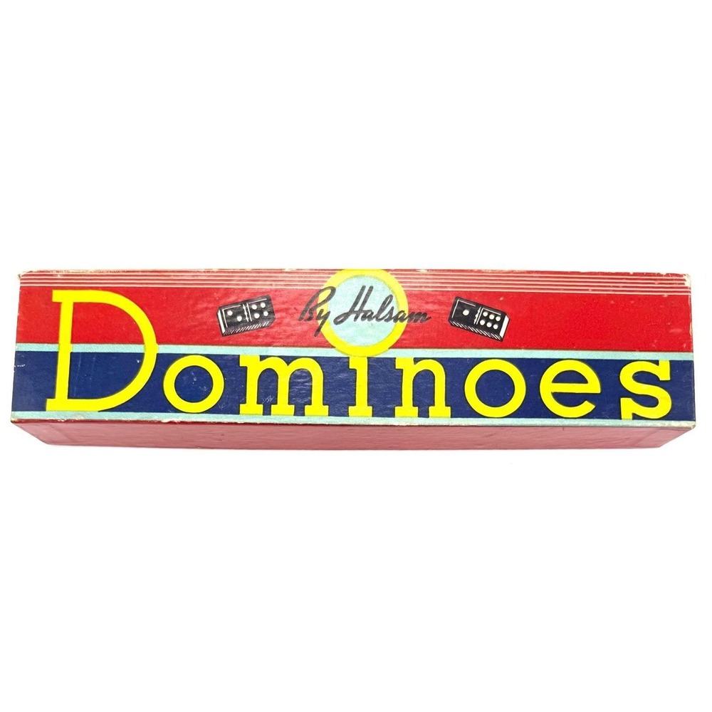 Vintage 1940s Halsam Dominoes Set with‎ Box & Rules Chicago USA Wooden Game